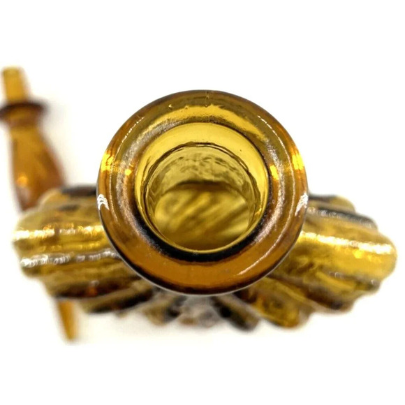 Empoli Bottle Amber Italian Glass Genie Hour Glass Figure Grapes MCM 18" - Picture 8 of 9